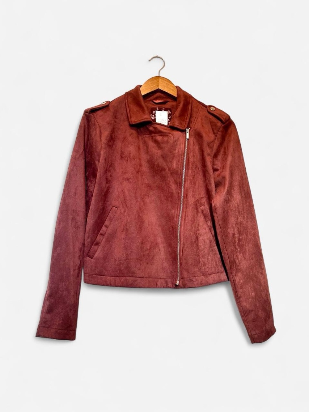 Lauren Conrad Suede Asymmetrical Zip Jacket - Rust